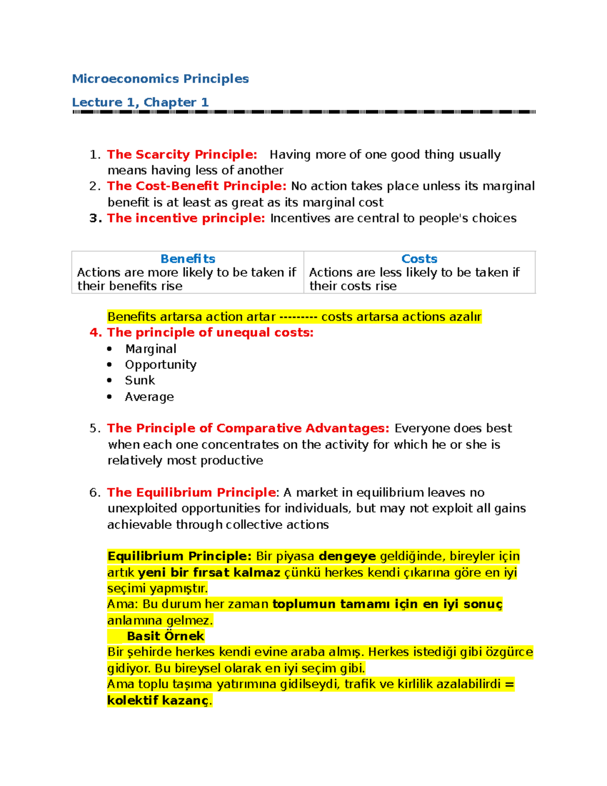 Microeconomics Principles: Lecture 1, Chapter 1 Overview - Studocu