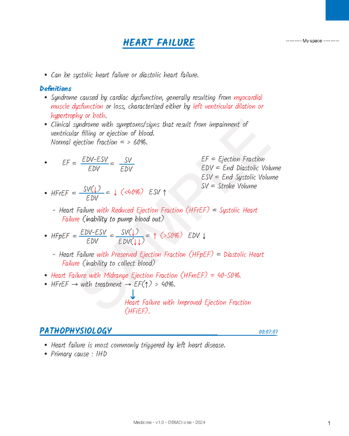 Heart Failure Lecture Notes (Medicine v1.0 DBMCI One 2024) - Studocu