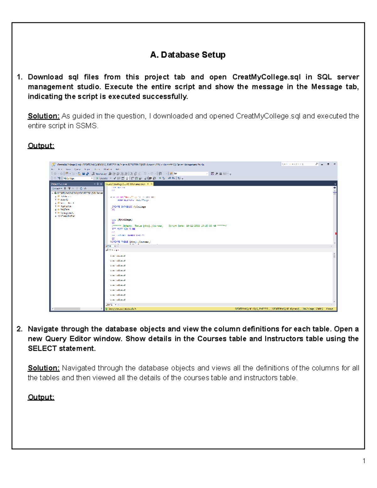 Copy of Project 1 - A. Database Setup Download sql files from this ...