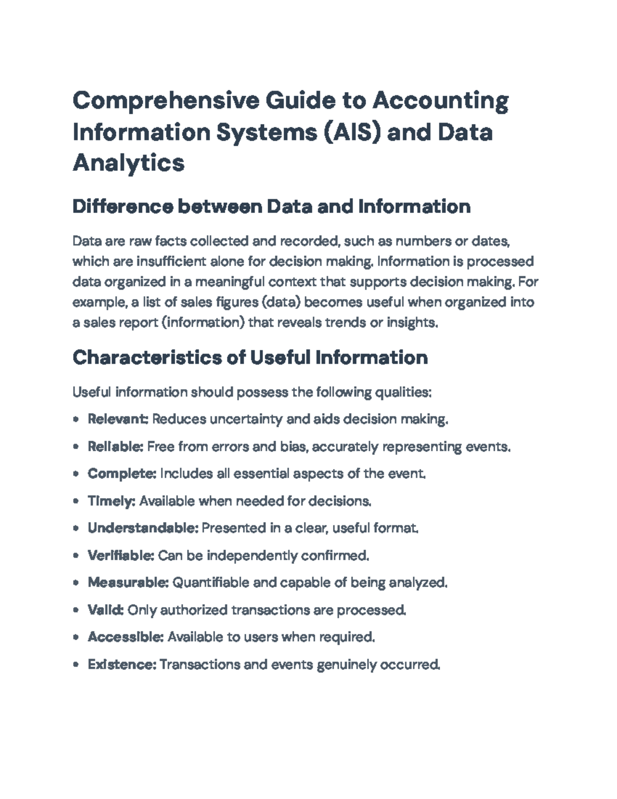 Comprehensive Guide to AIS & Data Analytics: Key Concepts and Controls ...