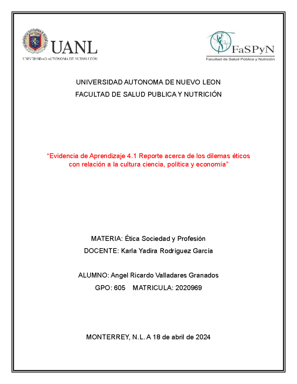 E4.1S12 - Tarea - UNIVERSIDAD AUTONOMA DE NUEVO LEON FACULTAD DE SALUD ...