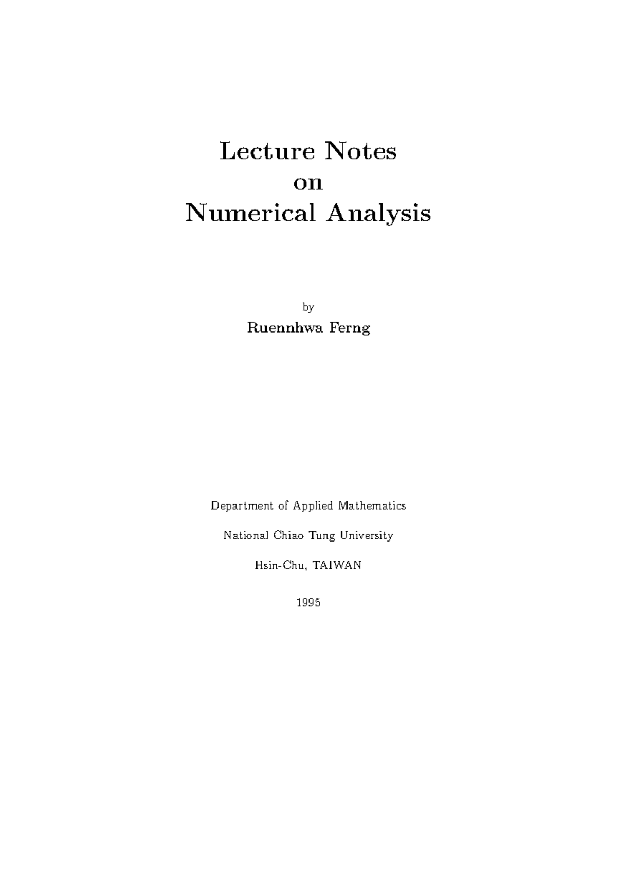 Lecture Notes on Numerical Analysis (Course Code: AM 1995) - Studocu