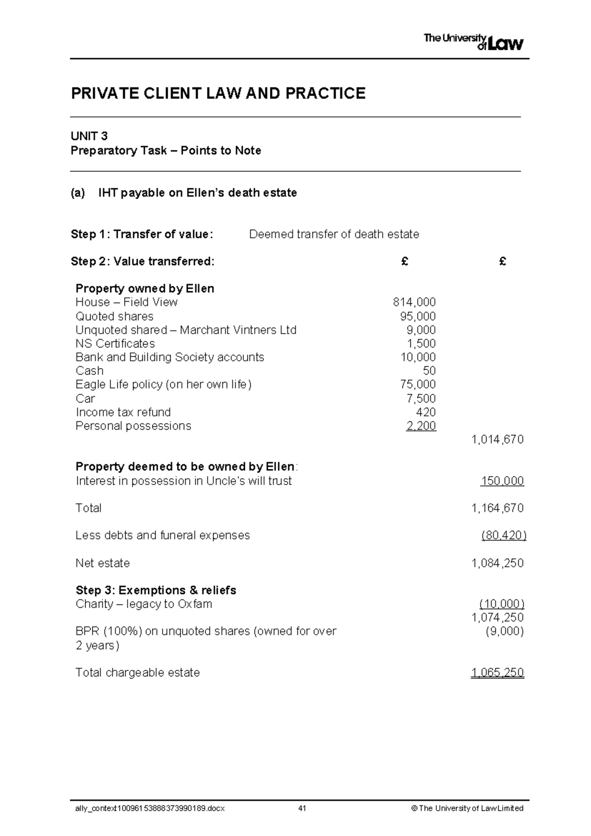 2223 priv ws03 ce02 prep task exemplar t - Tagged - PRIVATE CLIENT LAW ...