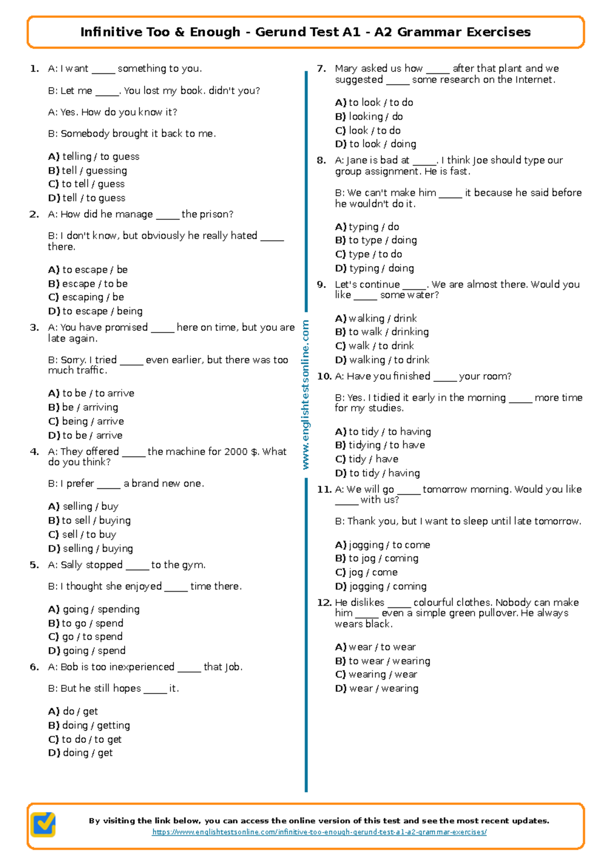 462 infinitive-too-enough-gerund-test-a1-a2-grammar-exercises ...