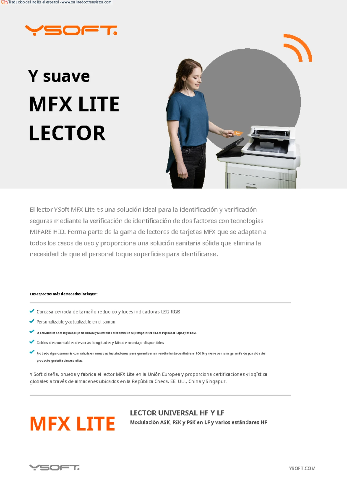YSoft MFX Lite Reader Overview and Technical Specifications - Studocu