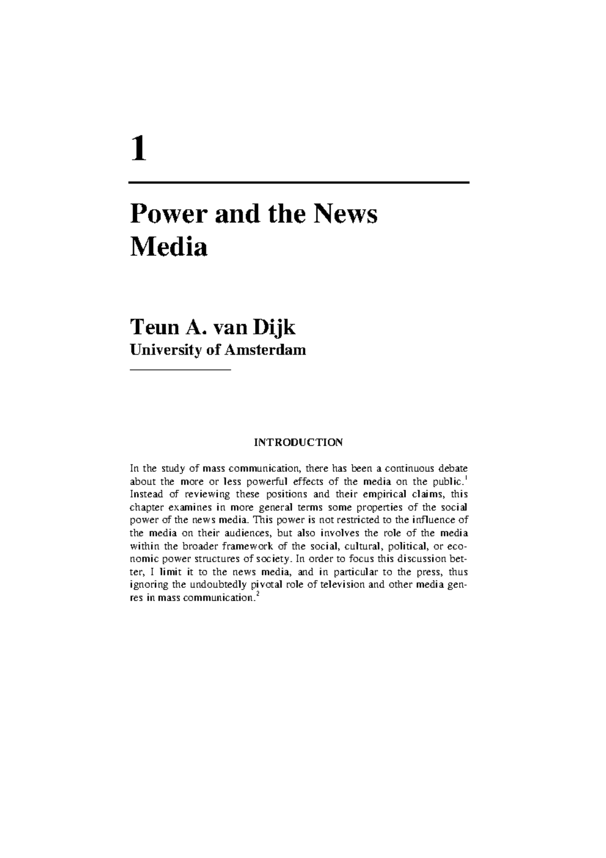 Power Dynamics in News Media: Analyzing Influence and Access - Studocu