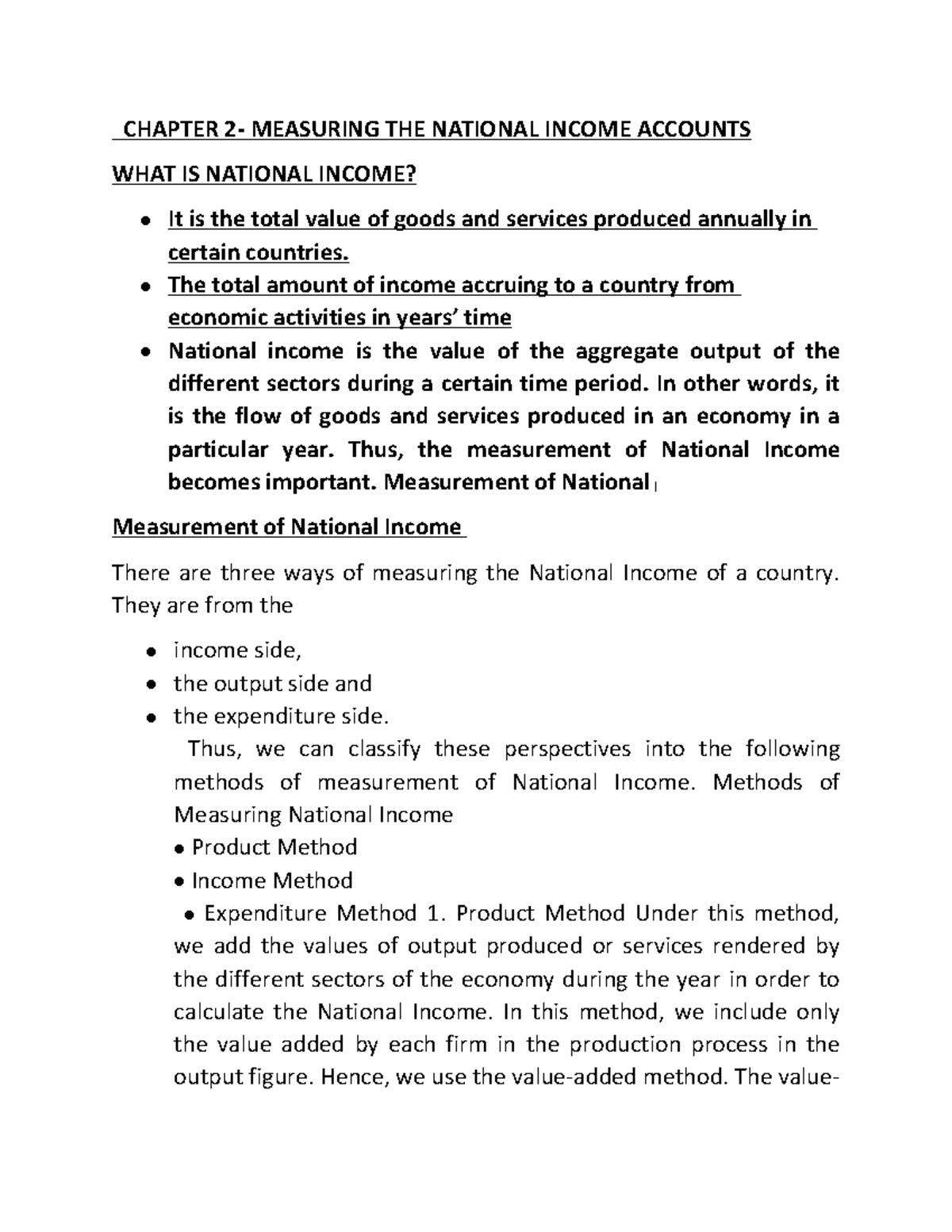 Chapter 2 - National Income Accounting and Economic Development - Studocu