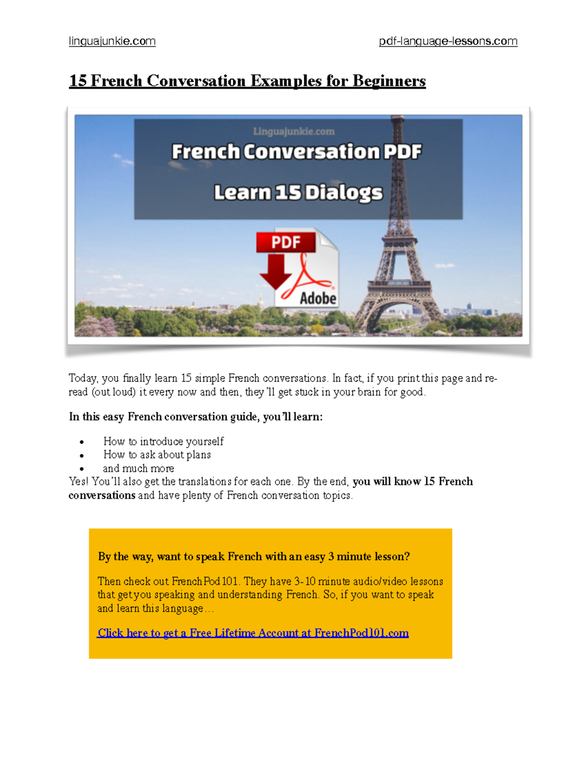 09.15 Beginner French Conversation Examples: 15 Key Topics to Master ...