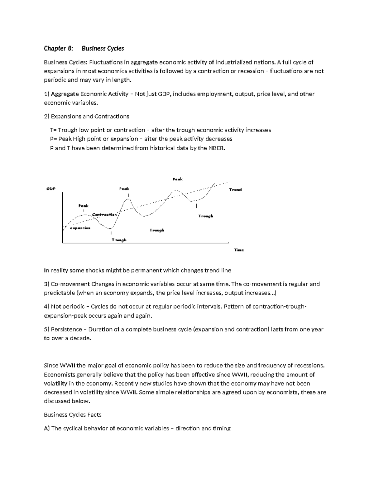 Chapter 8 notes - Chapter 8: Business Cycles Business Cycles ...