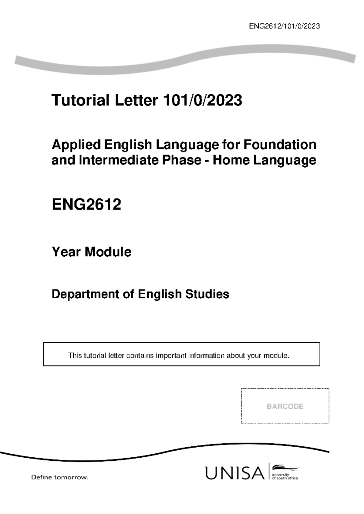 ENG2612 Tutorial Letter 101: Applied English Language Overview - Studocu
