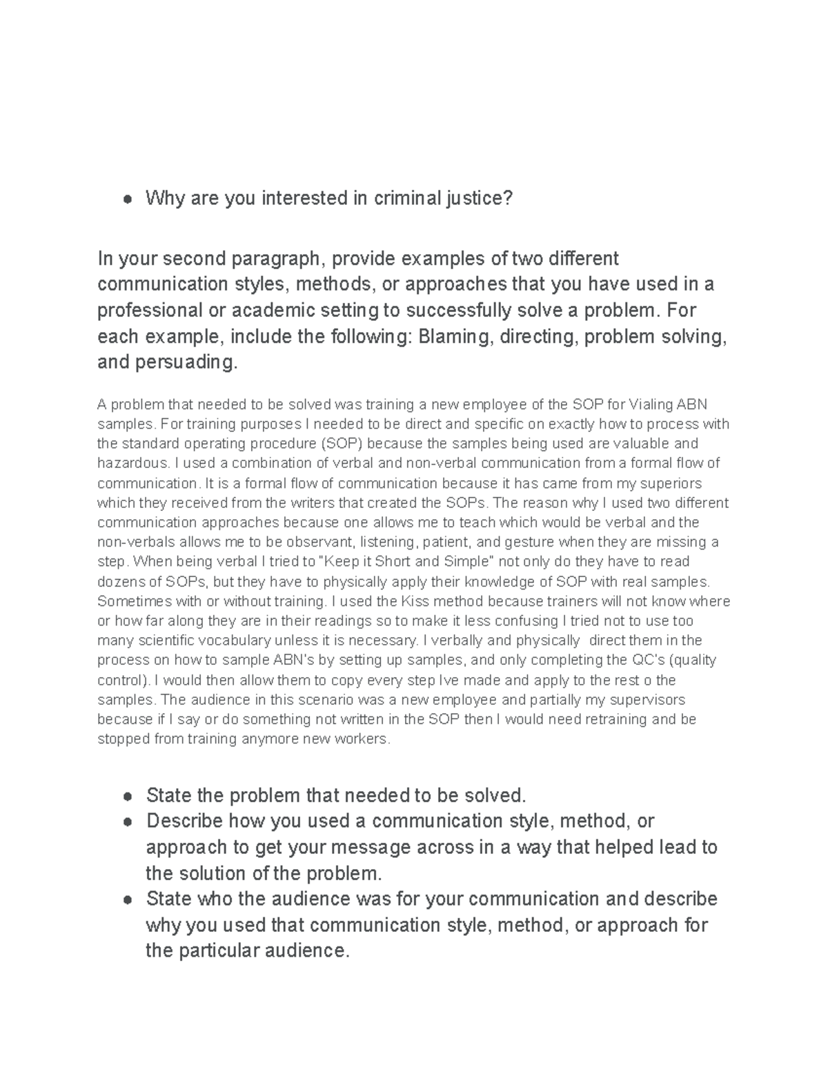 Discussion 1: Effective Communication in Criminal Justice Contexts ...