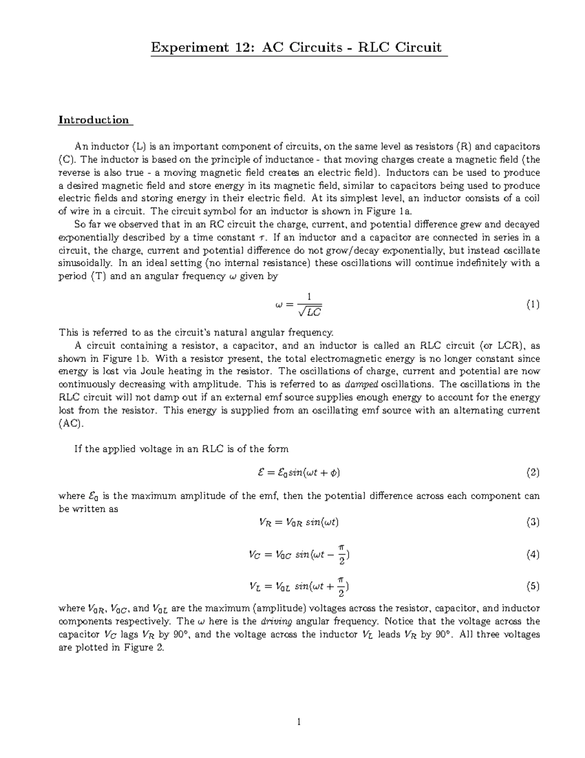 Lab 6: Step Response Analysis of Series RLC Circuit - Studocu