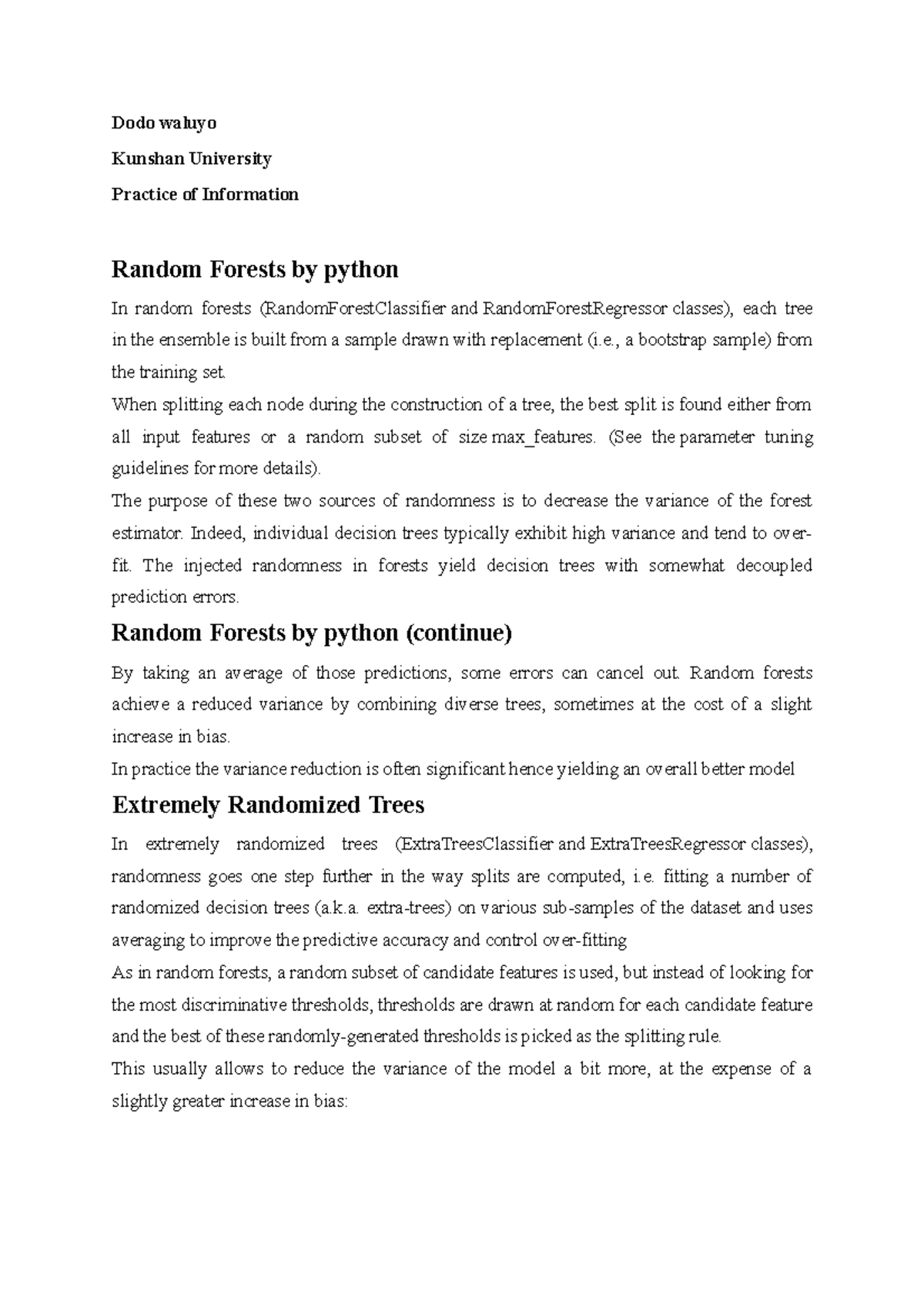 POI Random Forest Classifier Notes by Dodo Waluyo – Assignment 3 - Studocu