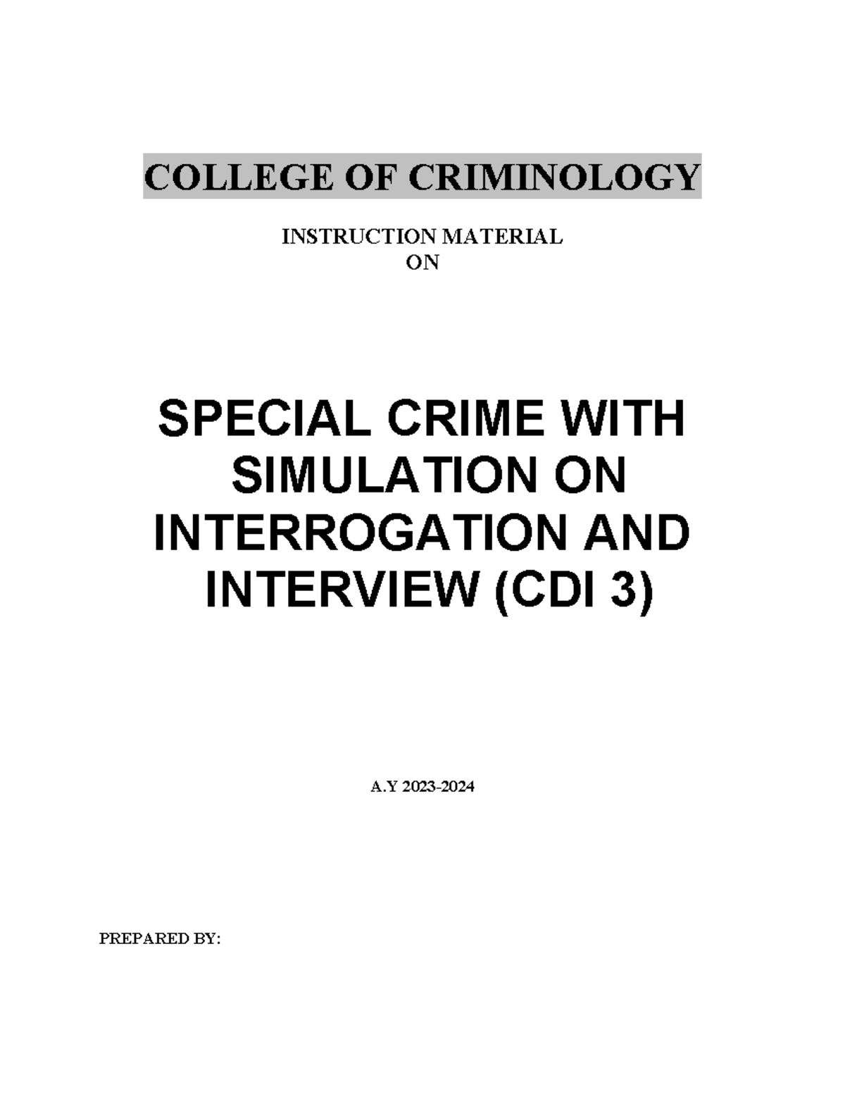 CDI 3: Special Crime Investigation with Interrogation Simulation - Studocu
