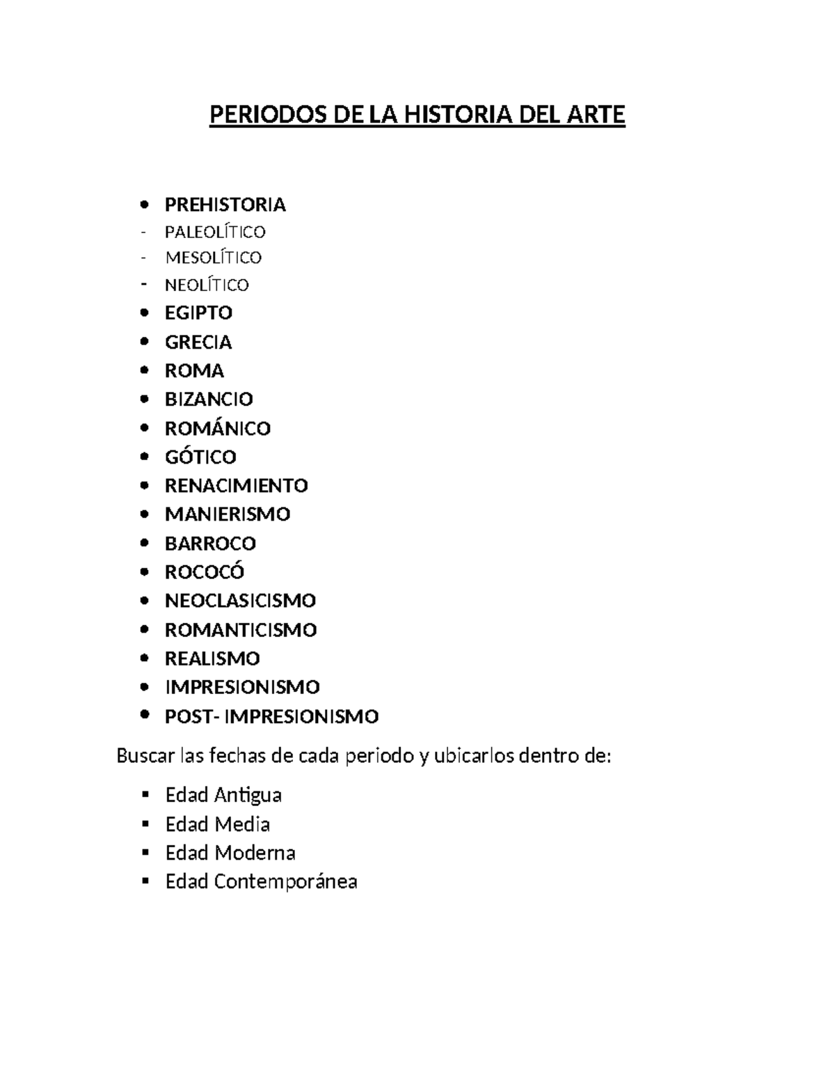 Periodos DE LA Historia DEL ARTE - PERIODOS DE LA HISTORIA DEL ARTE ...