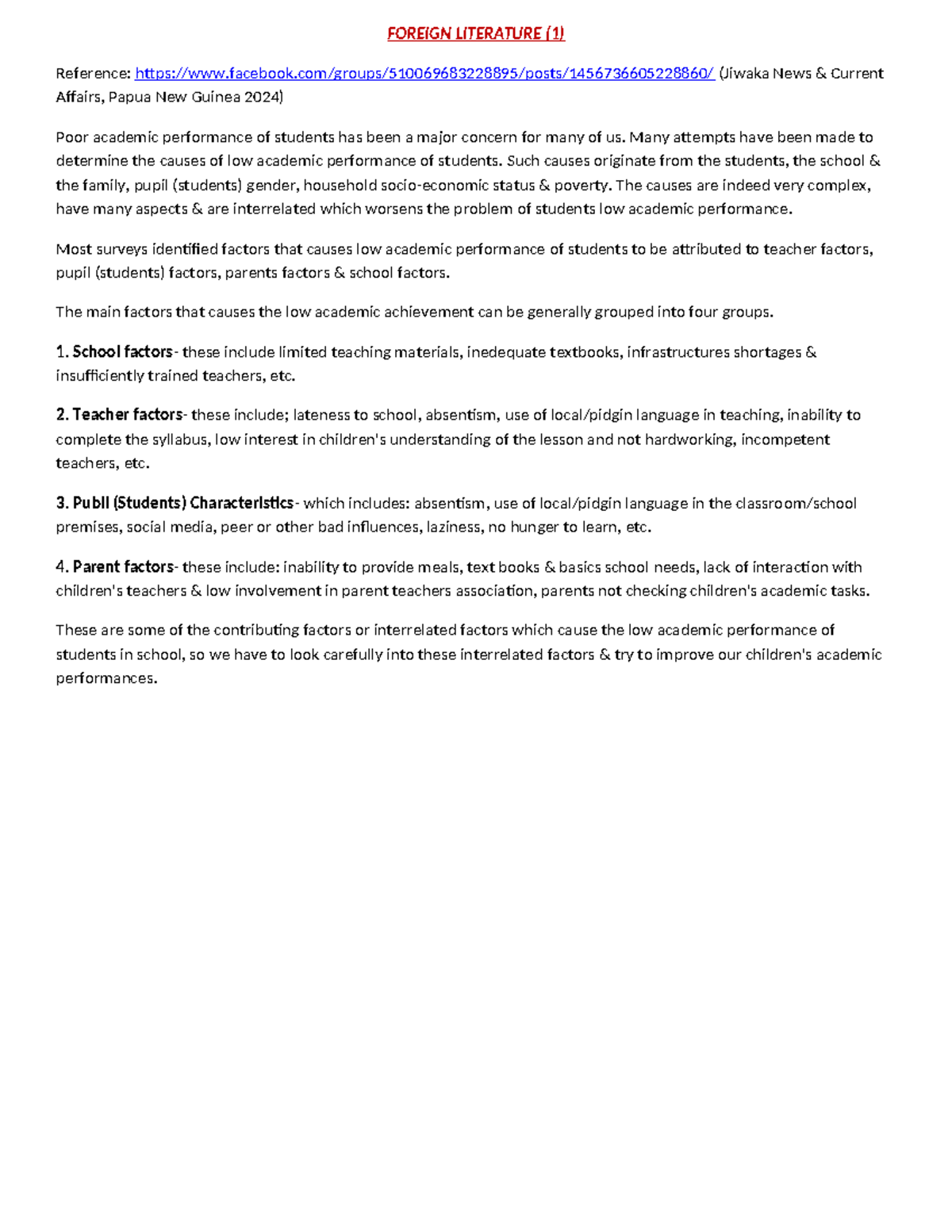 Foreign Literature: Causes and Effects of Social Vices in Education ...