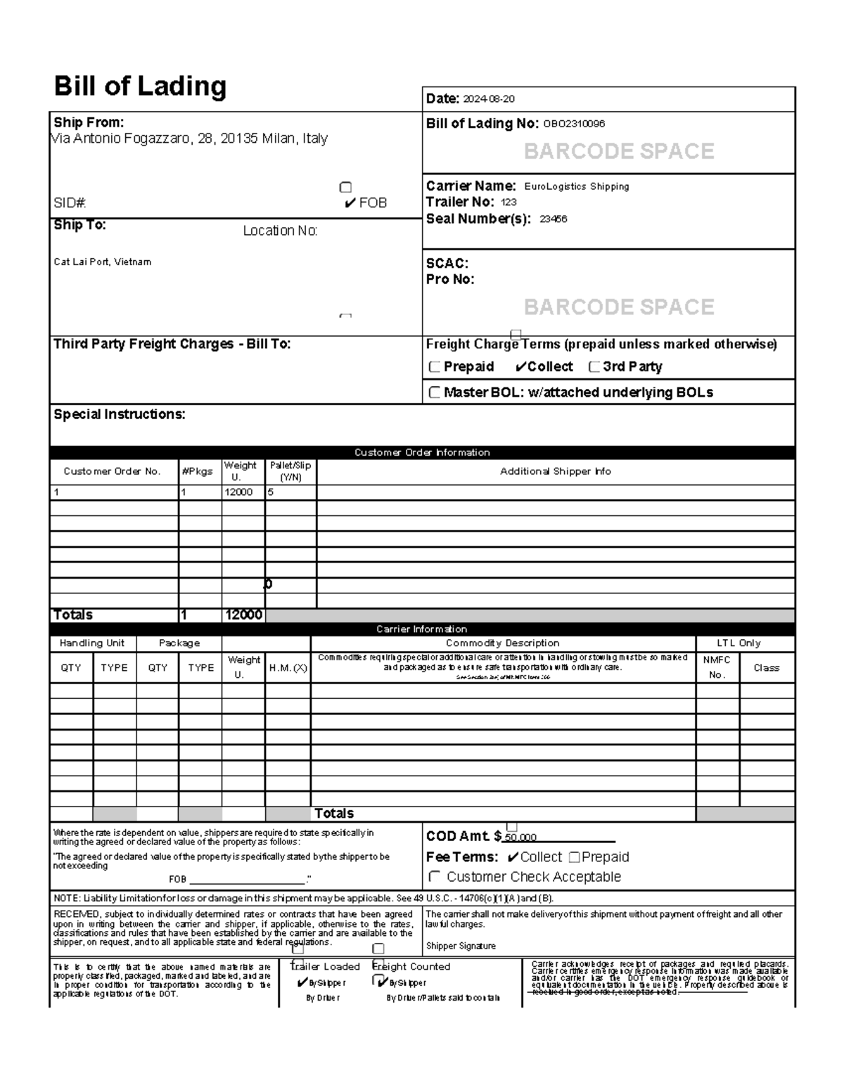 Bill of Lading Import E21: Shipping Details & Instructions - Studocu