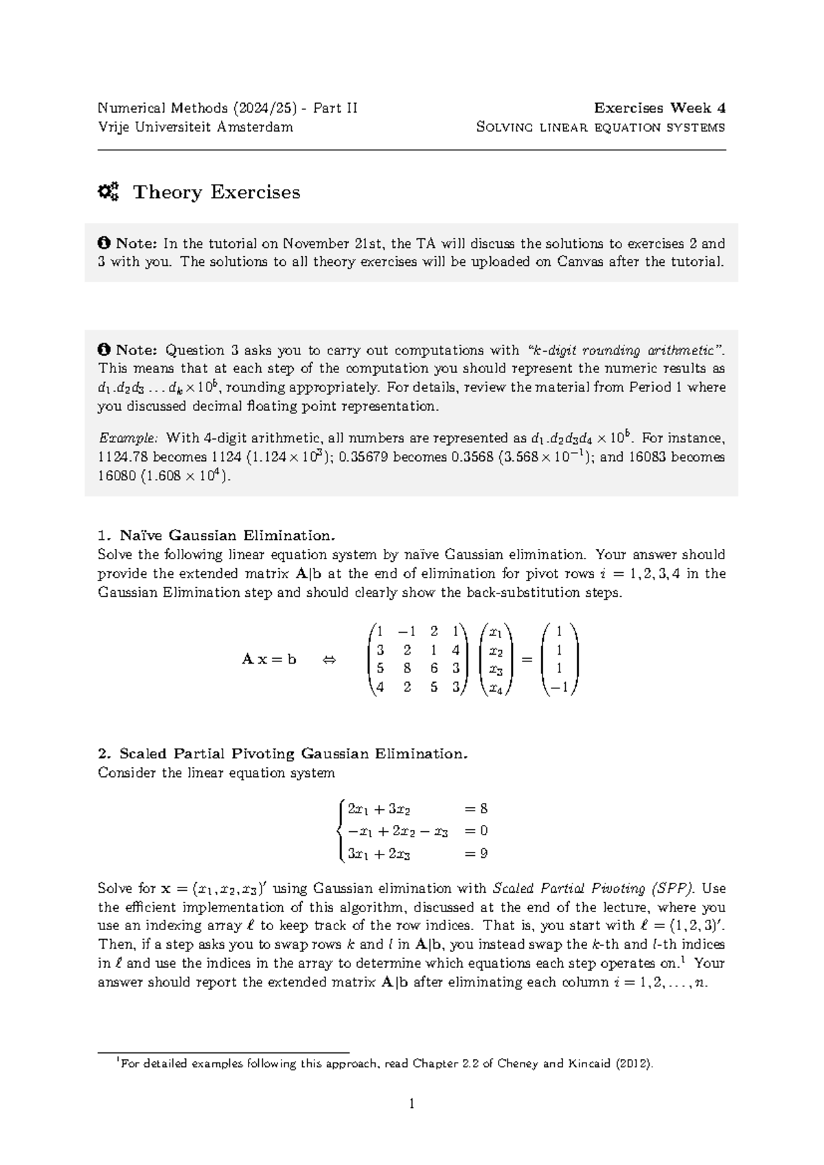 Numerical Methods II (W4) - Exercises on Linear Equation Systems ...