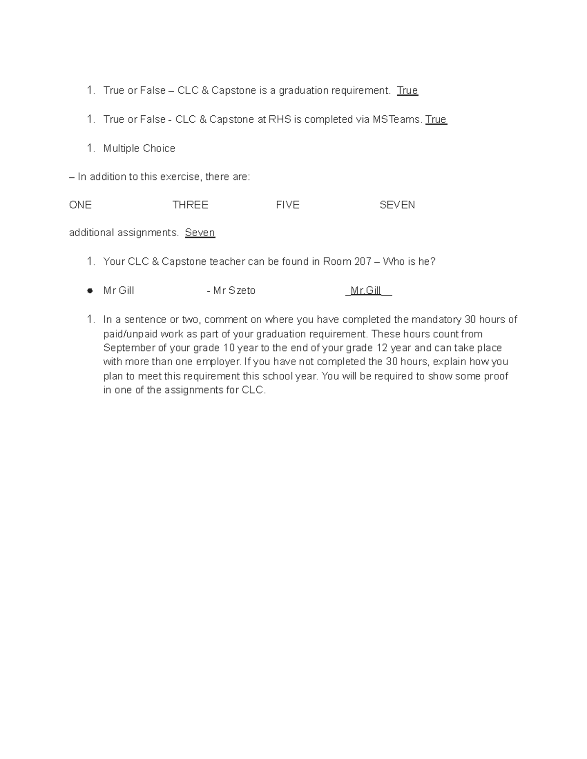 CLC Capstone Graduation Requirements & Completion Guide - Studocu