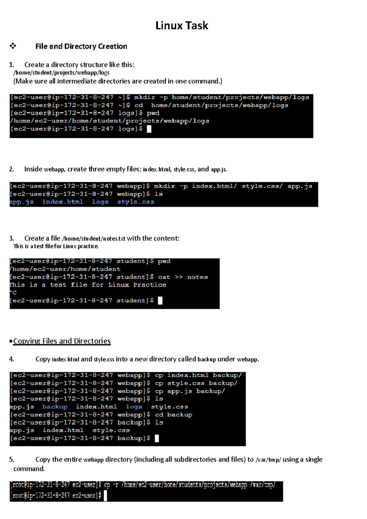 Linux Task - File and Directory Management Guide - Studocu