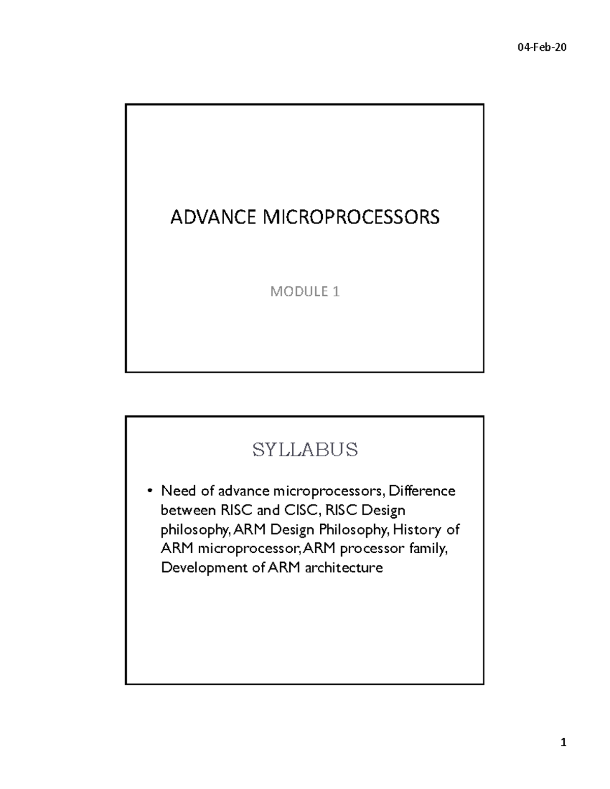 Module 1 - Exam Preparation Notes on Advanced Microprocessors - Studocu