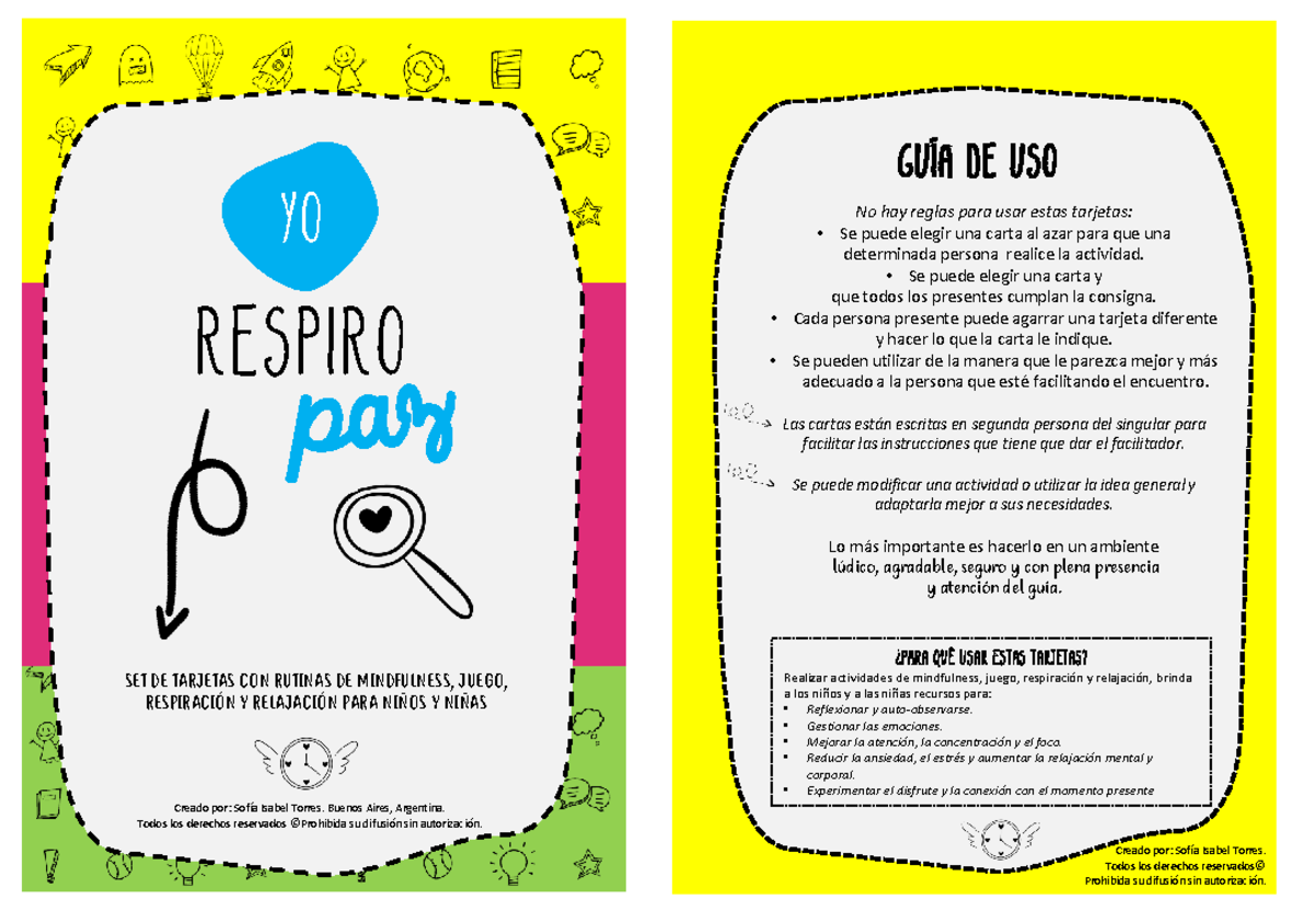 Tarjetas de Mindfulness y Respiración para Niños - YO Respiro PAZ - Document Preview