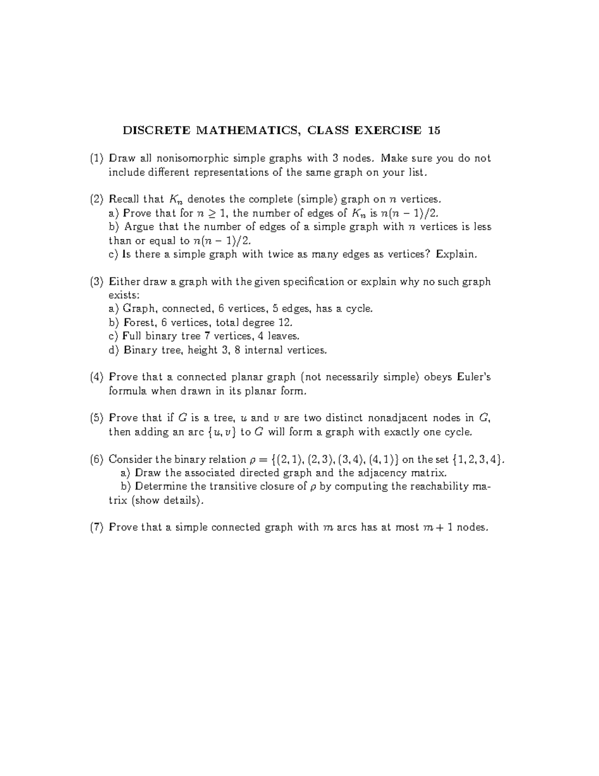 Vanier College Discrete Mathematics Class Exercise #15 - DISCRETE ...