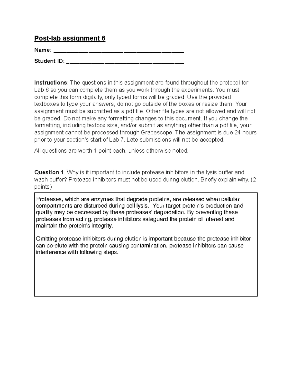 Post-Lab Assignment 1: Lab 1 Protocol and Experiment Analysis - Studocu
