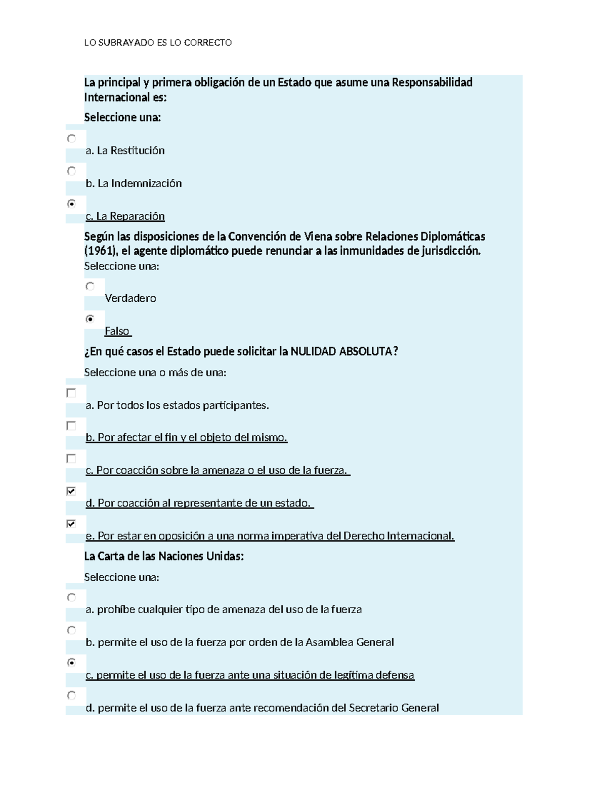 Preguntas del Examen de Derecho Internacional - IES 101 - Studocu