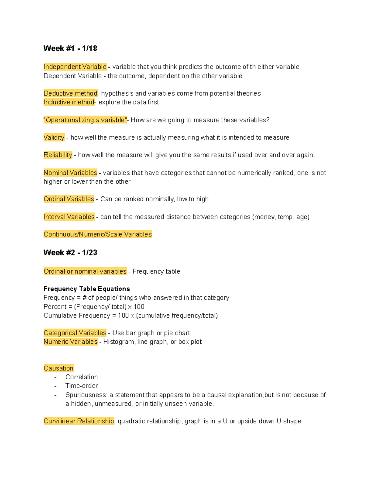 Data Analysis Lecture Notes - Exam #1 Review and Key Concepts - Studocu