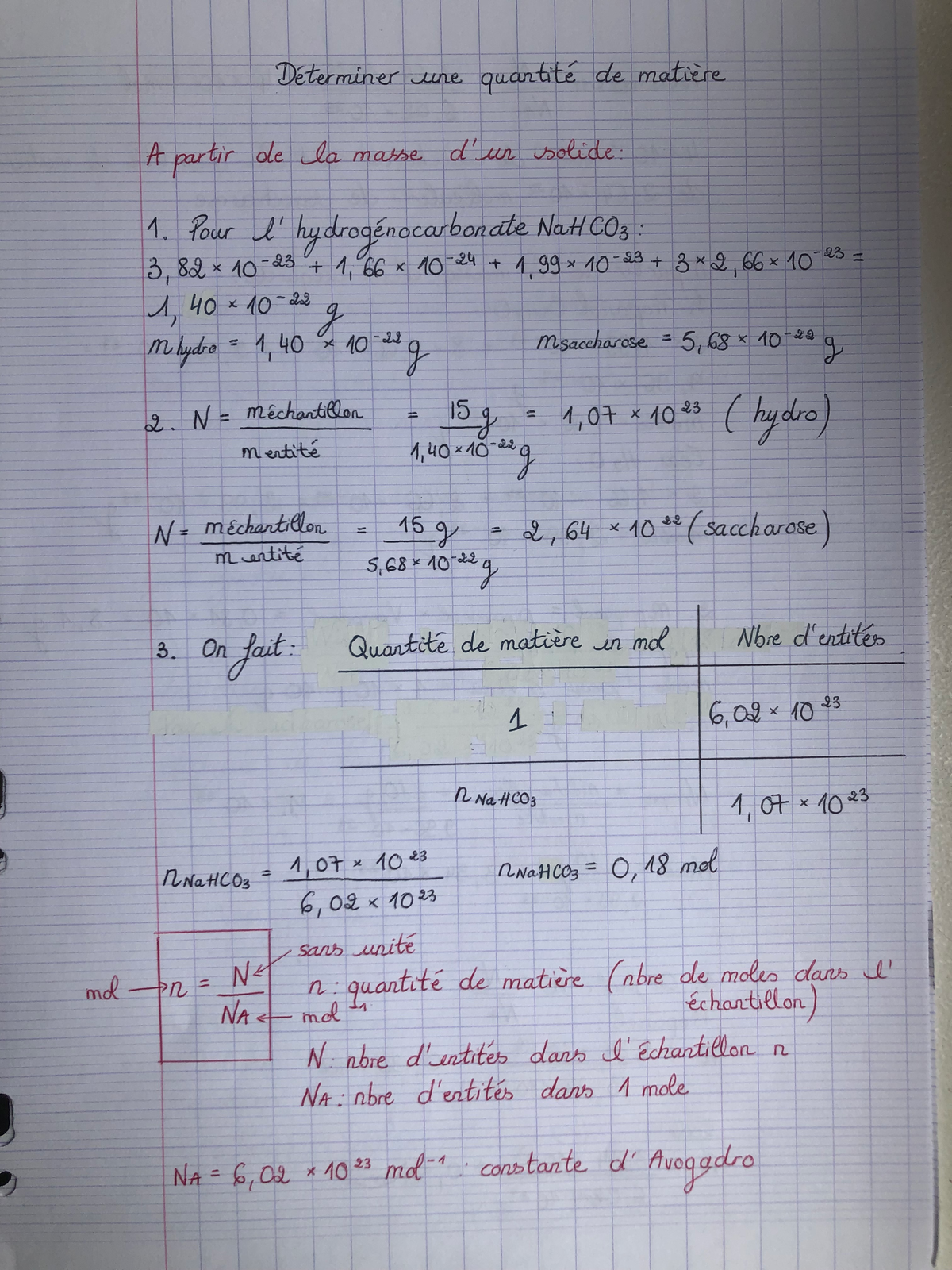Quantité de Matière: Concepts et Méthodes de Détermination - Studocu