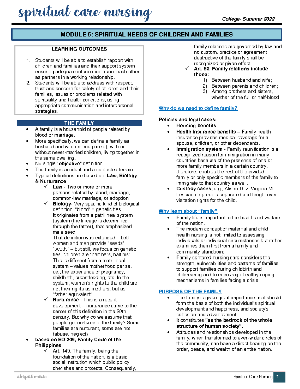 SCN-Module 5: Spiritual Needs of Children and Families - Summer 2022 ...