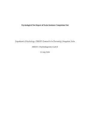 SCT 101 - Sentence Completion Test Questionnaire Instructions - Studocu