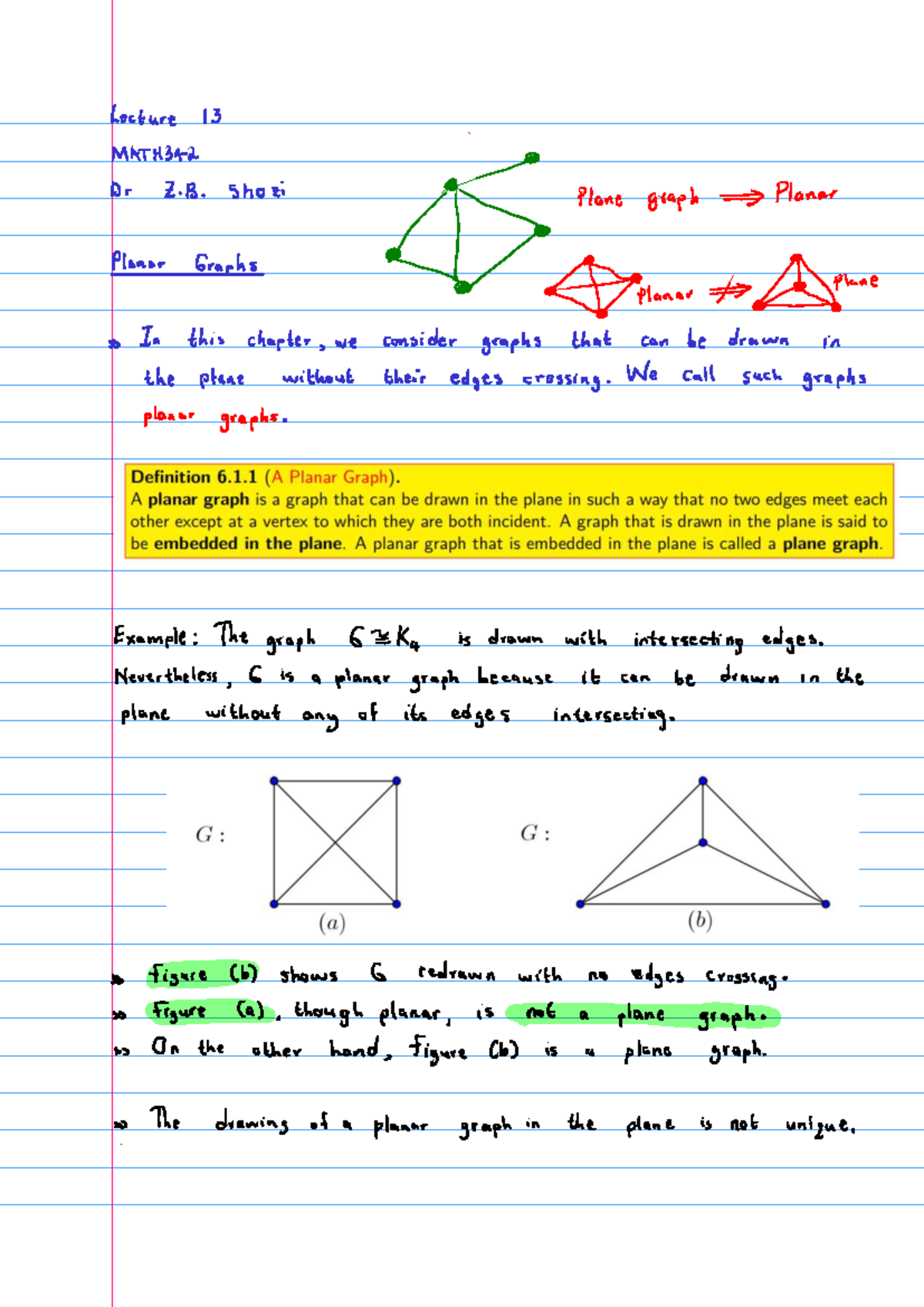 Lecture 13 MATH342: Understanding Planar Graphs and Their Properties ...