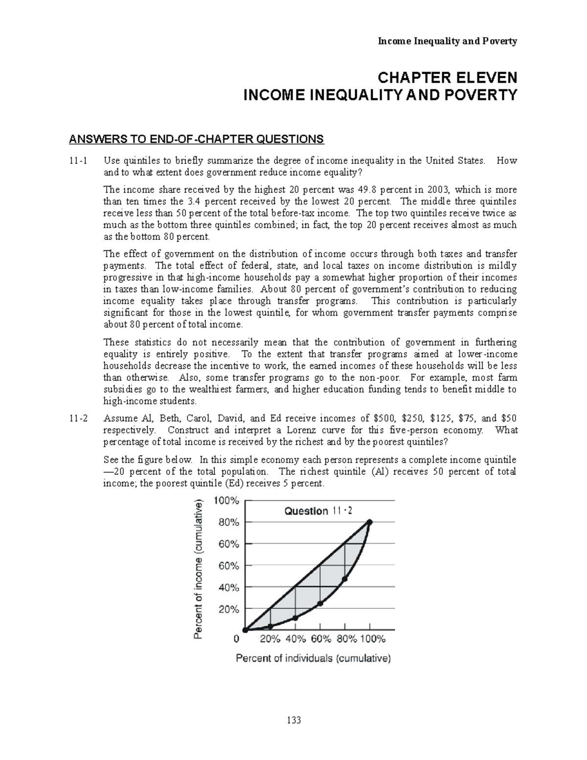 Chap011Answers - solution! - Income Inequality and Poverty CHAPTER ...