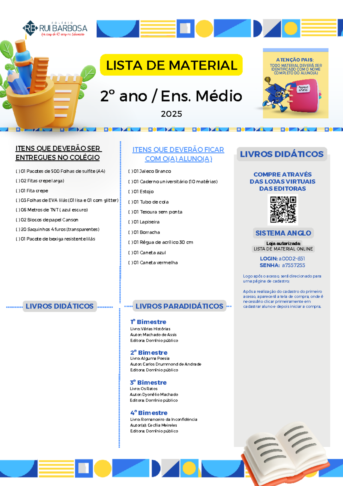 1731872208531 Lista de Material 2025 - 2ª Série Ensino Médio - Studocu