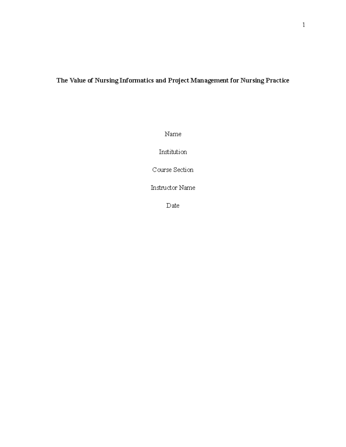 Nursing Informatics & Project Management - DNP Essay Notes - Studocu