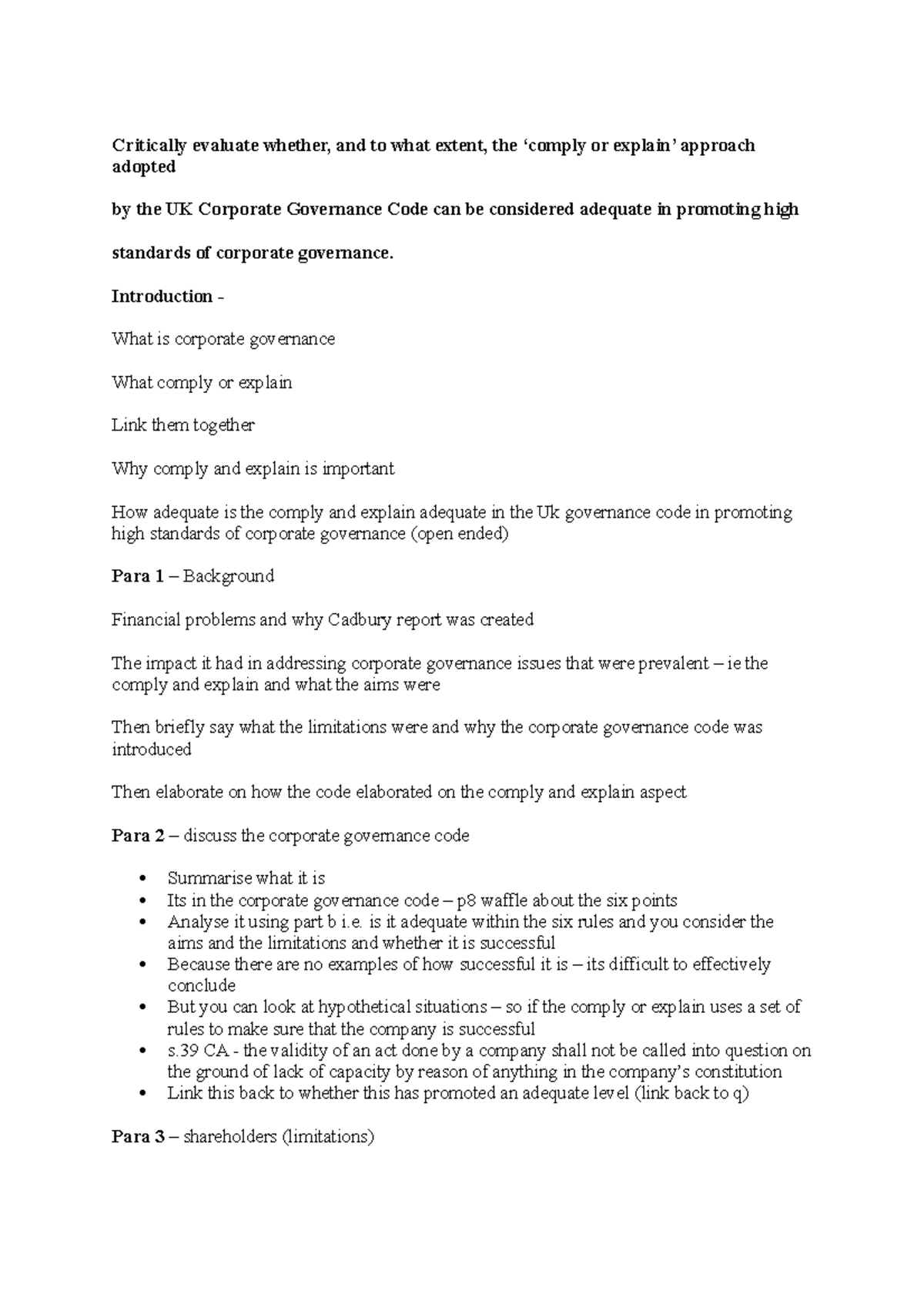 Critical Analysis of the UK Corporate Governance Code: Comply or ...