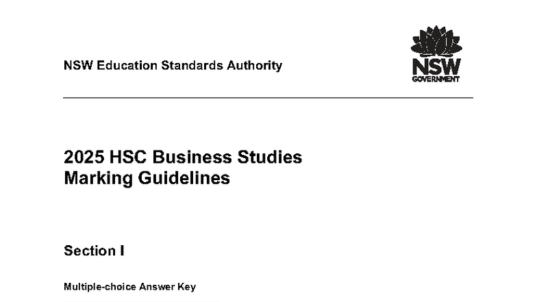NESA 2025 HSC Business Studies Marking Guidelines and Answer Key - Studocu
