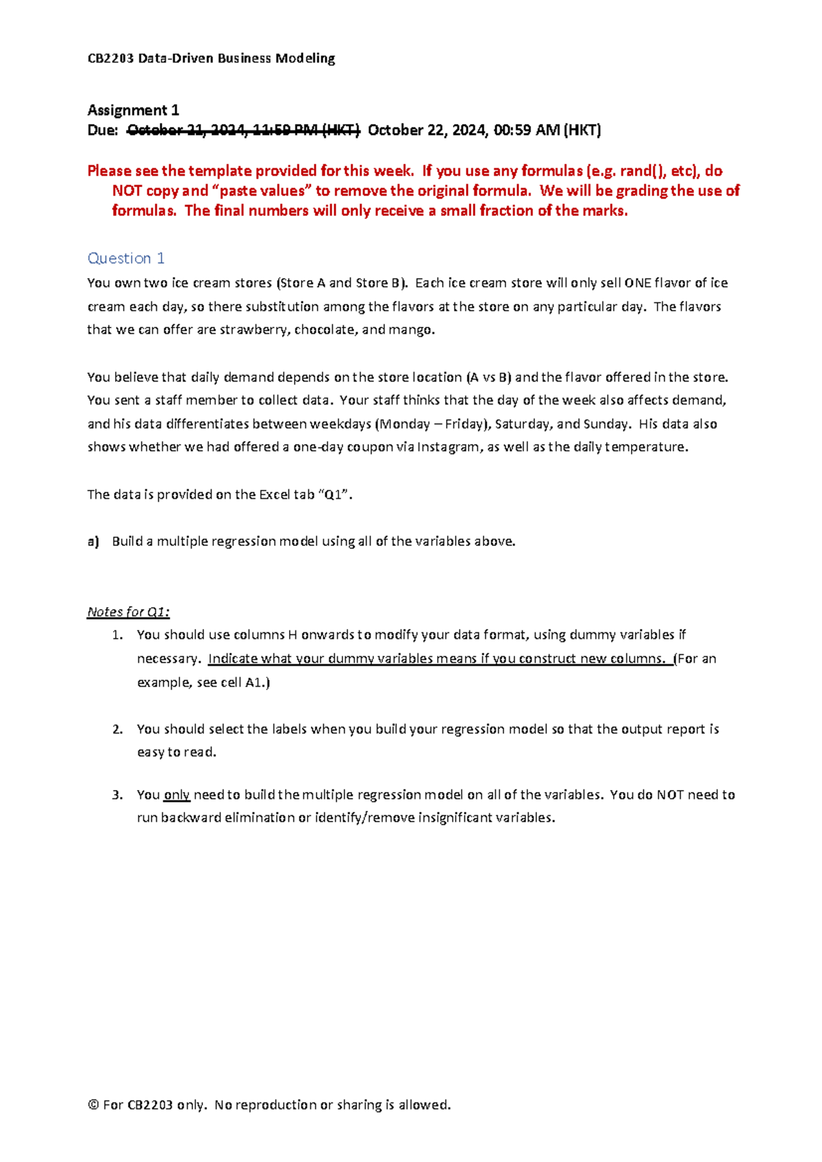 CB2203 Business Modeling Assignment 1: Ice Cream & Wineglass Analysis ...