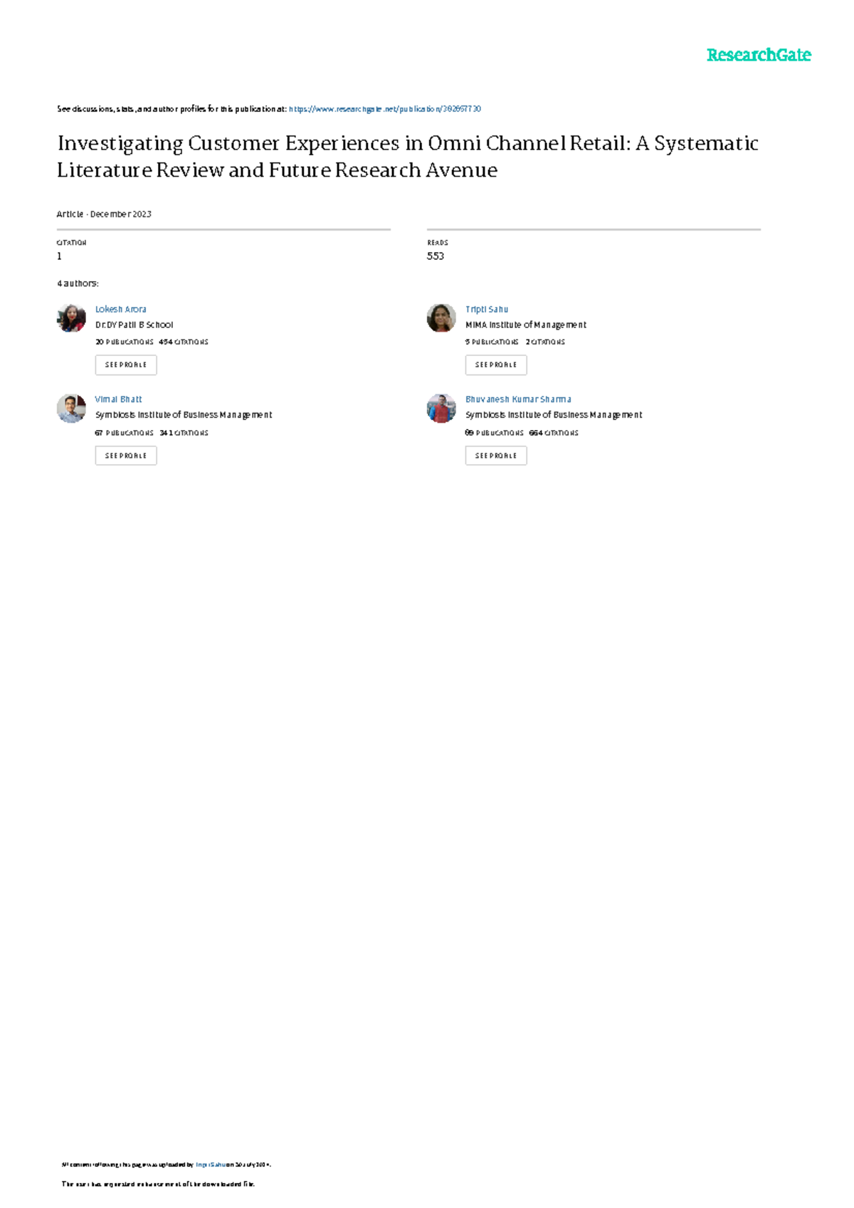 Investigating Customer Experiences in Omni Channel Retail: A Systematic ...