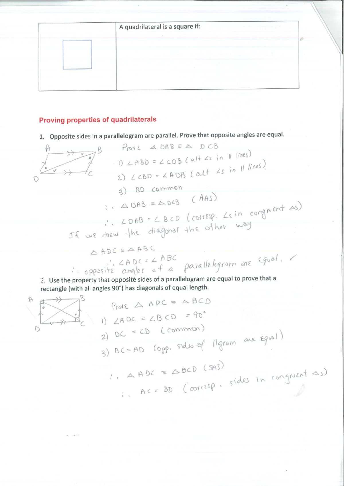 6C - Solutions for Proving Quadrilateral Properties in Geometry - Studocu