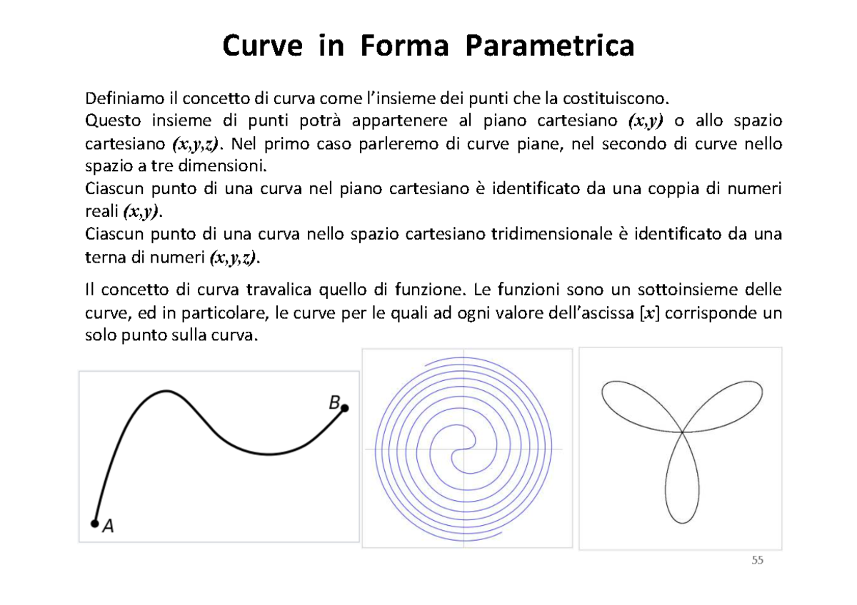 Curve in Forma Parametrica: Definizione e Parametrizzazione - Studocu