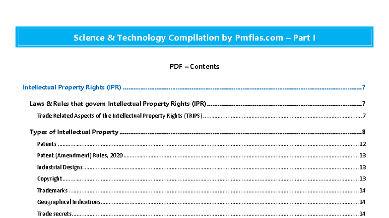 PMF IAS Science & Technology Compilation: Intellectual Property Rights ...