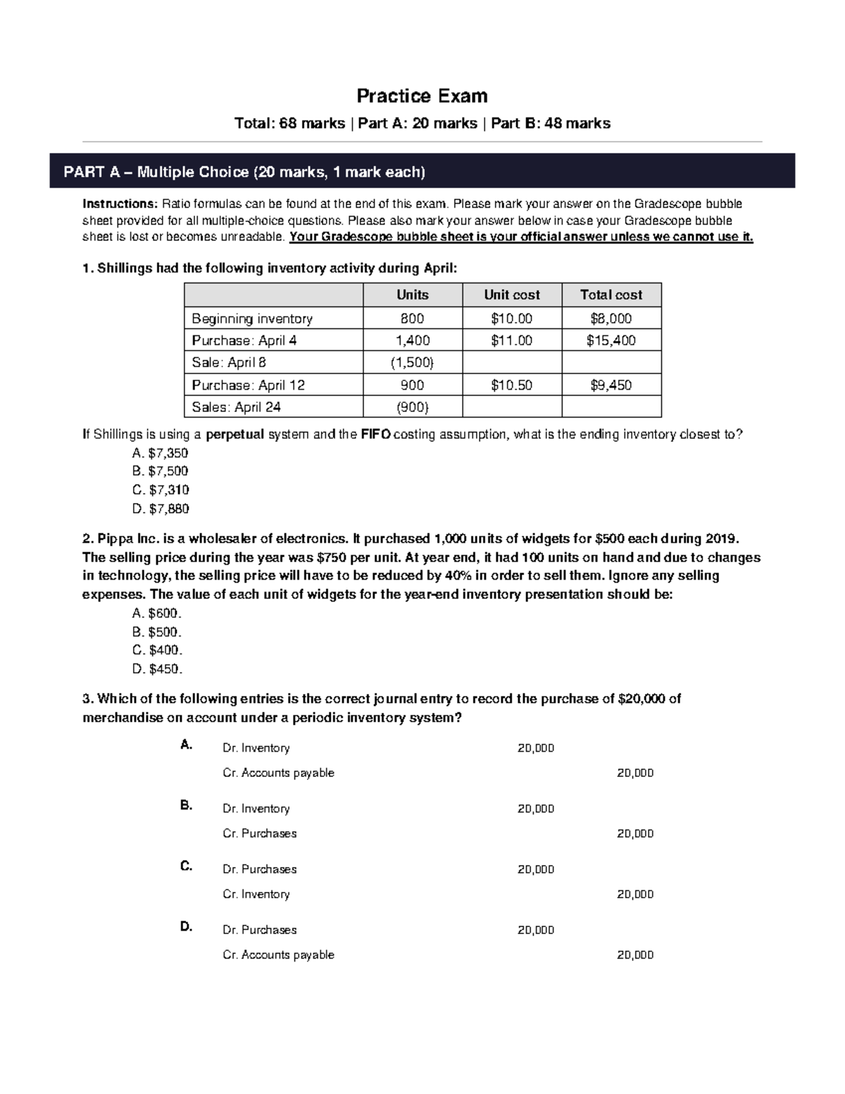 Final Exam Review: Accounting Concepts & Practice (ACCT 101) - Studocu
