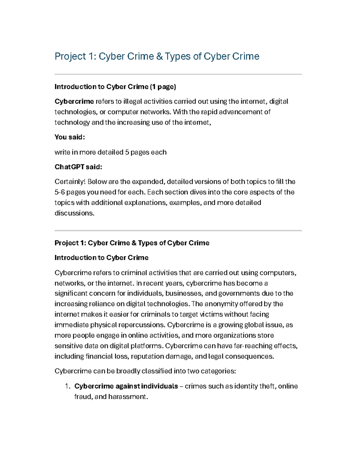 Project 1: Cyber Crime Overview and Types of Cyber Crime Analysis - Studocu