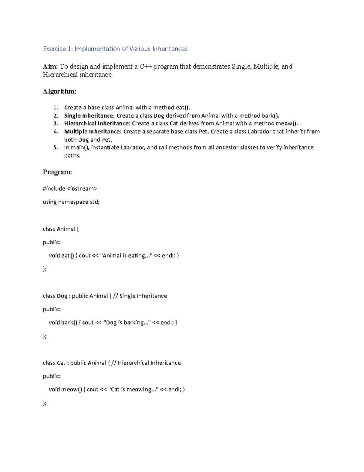 CS101: Inheritance, Polymorphism, and Data Structures Exercises - Studocu