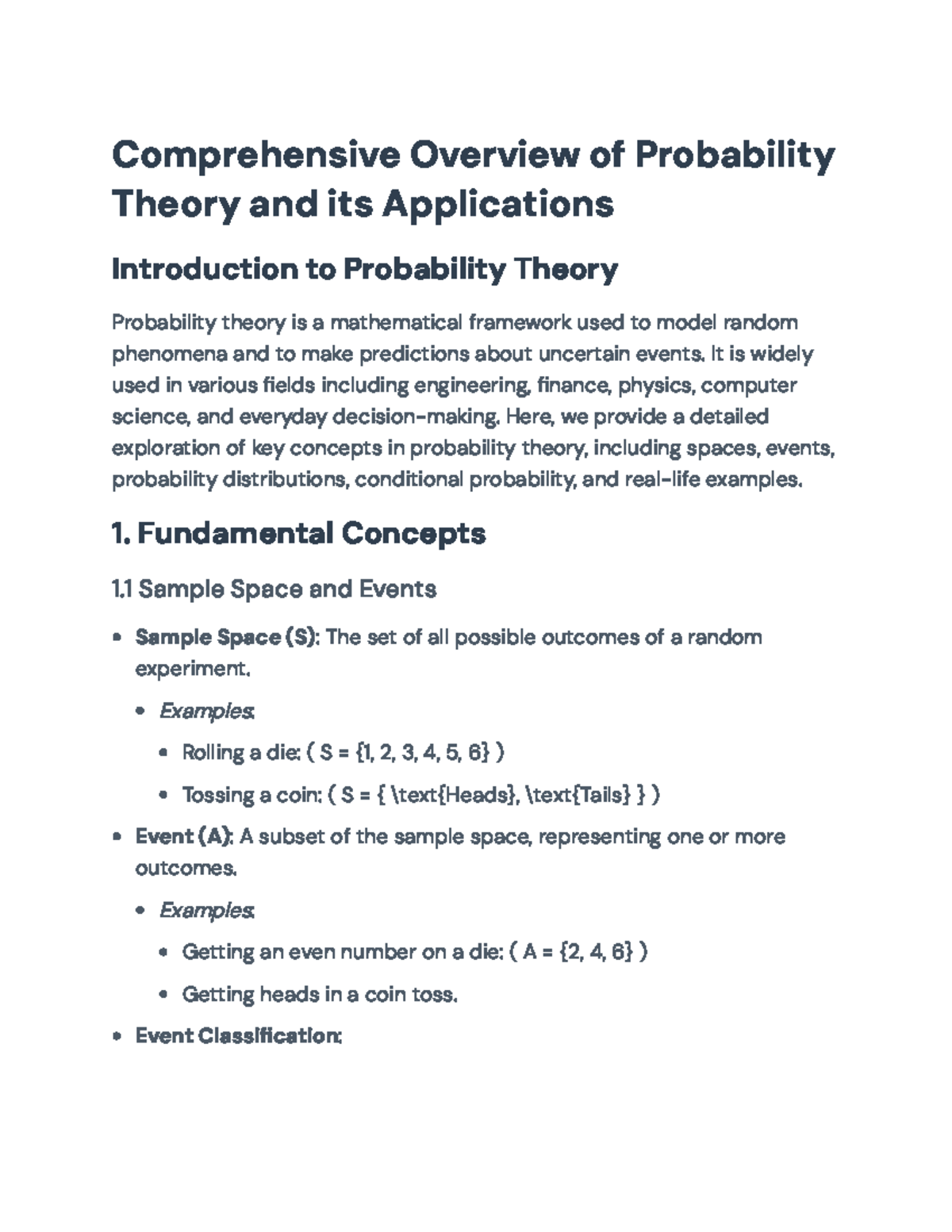 Comprehensive Guide to Probability Theory and Applications ...