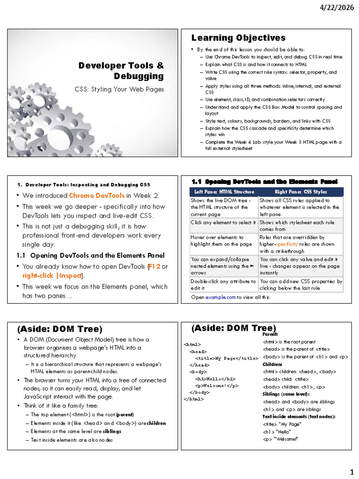 SIT109 Lecture Notes: Mastering CSS Debugging & Developer Tools - Studocu