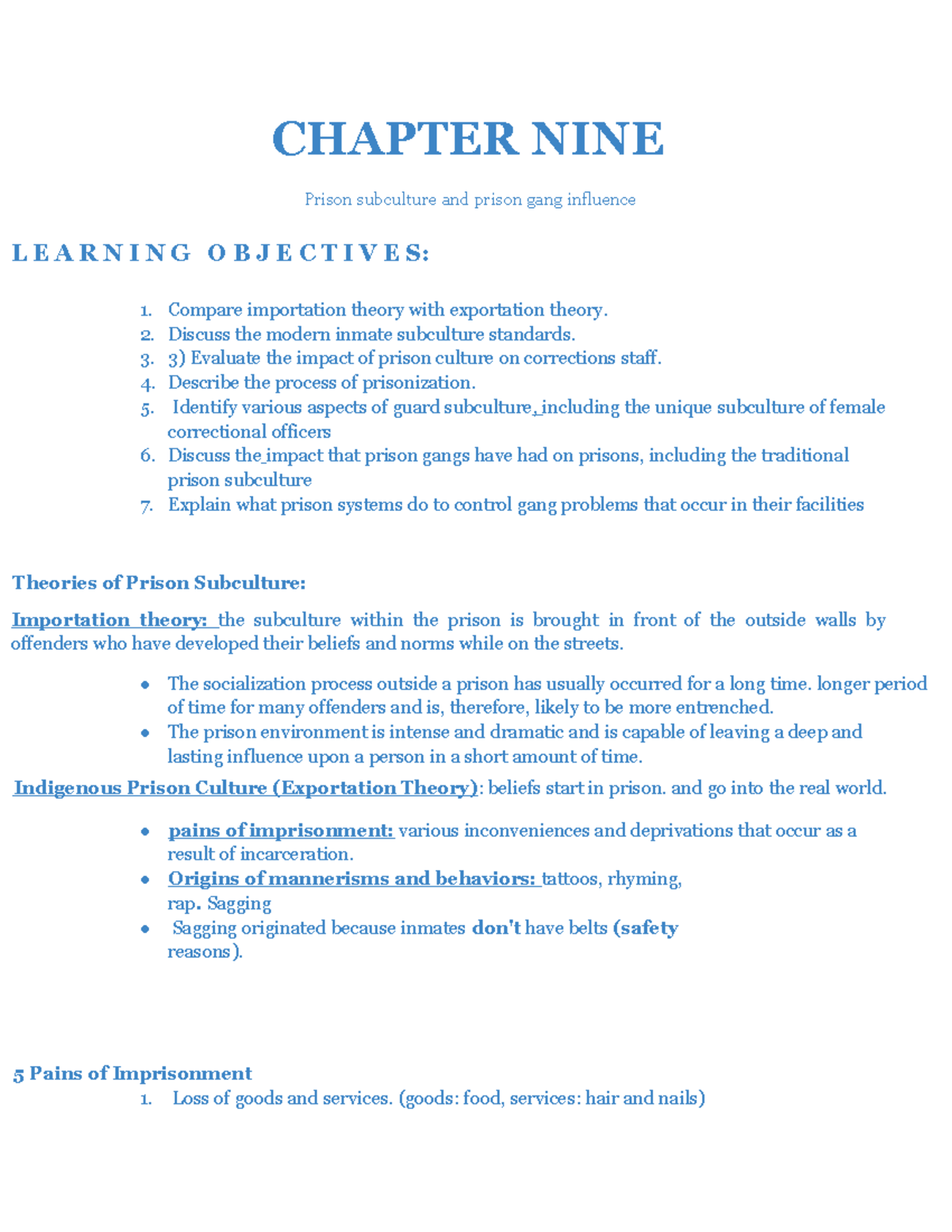 Prison Subculture & Gang Influence: Inmate Dynamics Overview (CRJ 301 ...